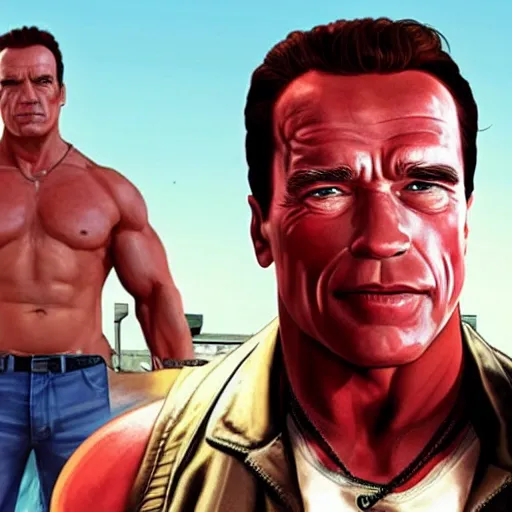 Prompt: arnold schwarzenegger as a gta 5 character