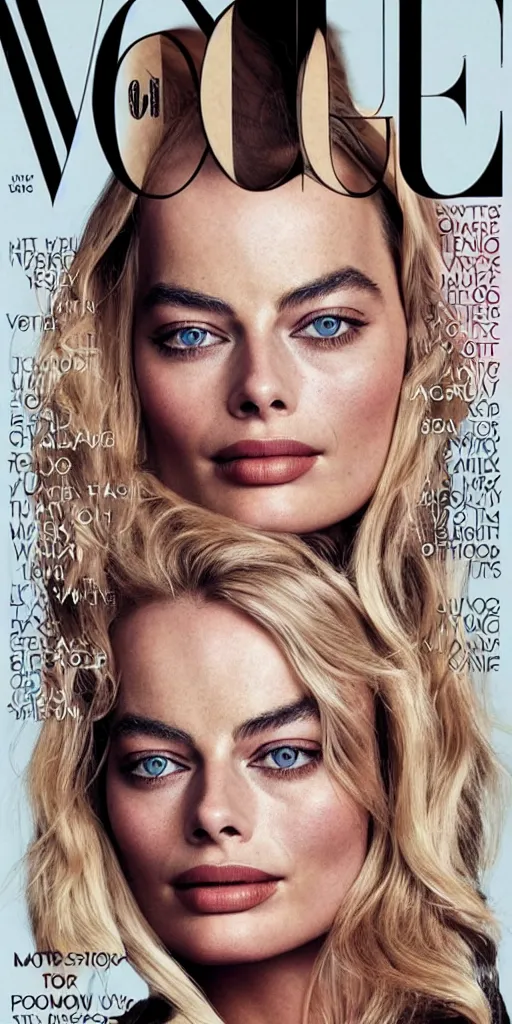 Image similar to a portrait of margot robbie, vogue cover, highly detailed