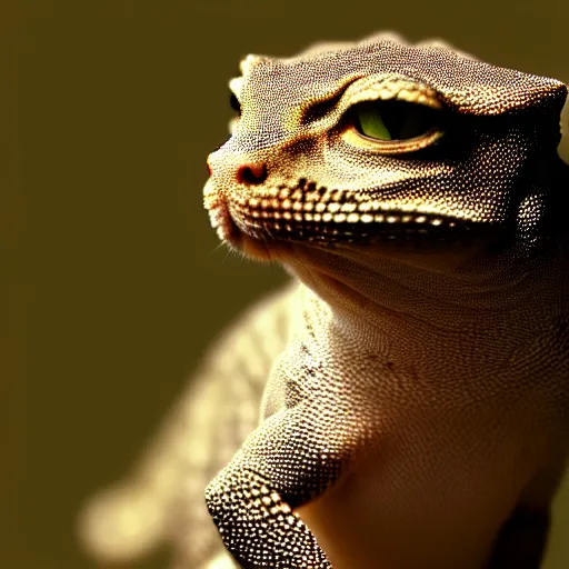 Image similar to a lizzard - cat - hybrid, animal photography