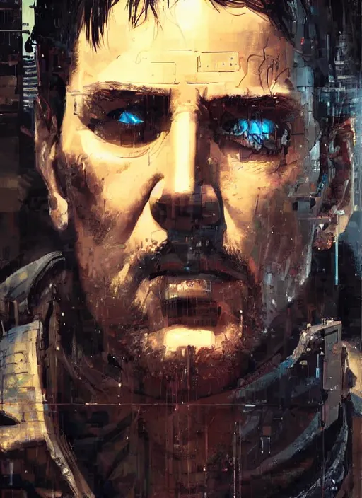 Prompt: cyberpunk military character jitters ( blade runner 2 0 4 9, dystopian, cyberpunk 2 0 7 7 character design ). attractive face. portrait by james gurney and laurie greasley and yoji shinkawa, oil on canvas. cinematic composition, hyper realism, realistic proportions, anatomy, dramatic lighting, photorealistic, high detail, 4 k