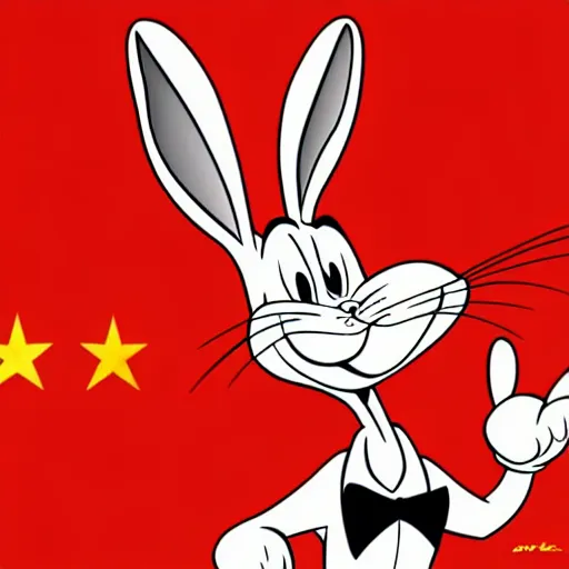 Prompt: picture bugs - bunny is a communist 1 9 6 0 cartoon style looney tunes beautiful, cute, illustration detailed, well done picture high quality soviet union