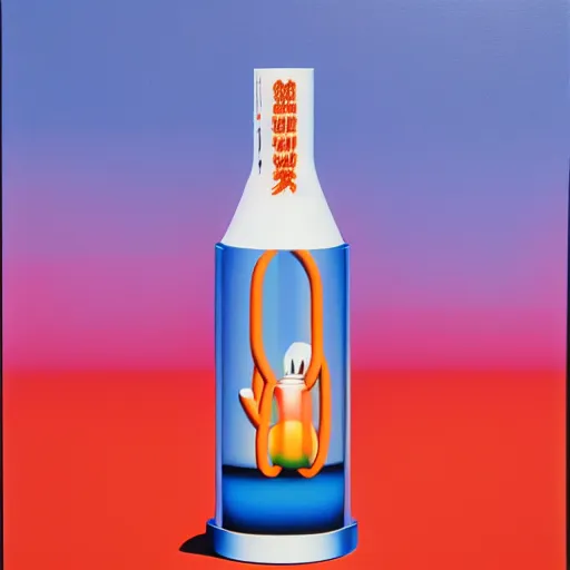 Image similar to sauce bottle by shusei nagaoka, kaws, david rudnick, airbrush on canvas, pastell colours, cell shaded, 8 k