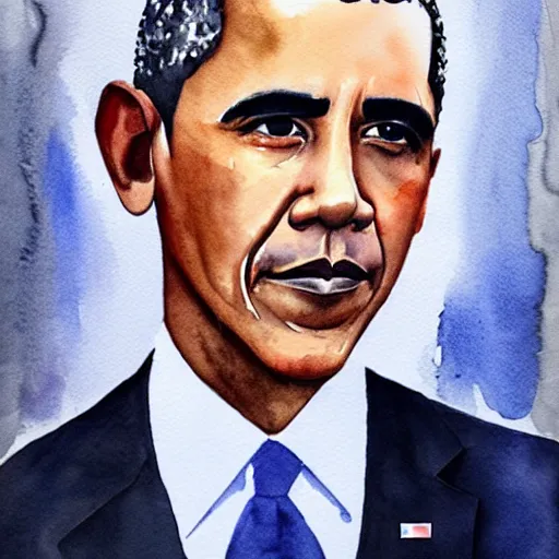 Prompt: watercolor portrait of Barack Obama