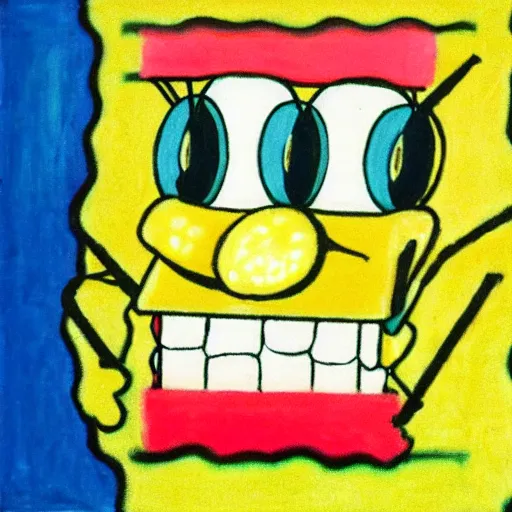 Image similar to Spongebob trapped inside a Mark Rothko painting