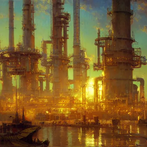 Prompt: detailed cinematic wide shot of world technological refinery, ultra realistic, spring light, painting by gaston bussiere, craig mullins, j. c. leyendecker