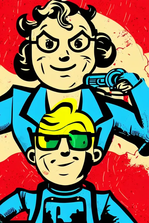 Image similar to fallout 7 6 retro futurist illustration art by butcher billy, sticker, colorful, illustration, highly detailed, simple, smooth and clean vector curves, no jagged lines, vector art, smooth andy warhol style