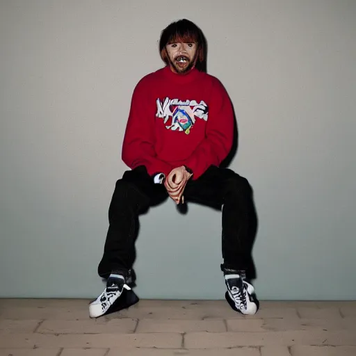 Image similar to shaggy from scooby doo cartoon if he were a hypebeast