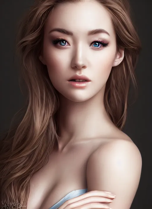 Image similar to a gorgeous english female photo, professionally retouched, soft lighting, realistic, smooth face, full body shot, torso, dress, perfect eyes, sharp focus on eyes, 8 k, high definition, insanely detailed, intricate, elegant, artgerm and jason chan and mark litvokin