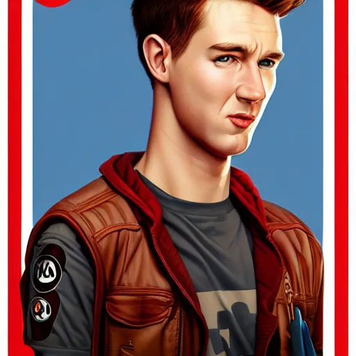 Image similar to red stewart portrait, Pixar style, by Tristan Eaton Stanley Artgerm and Tom Bagshaw.