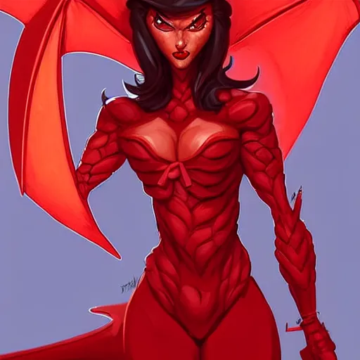 Prompt: female portrait anthropomorphic dragon wearing red clothes, Physically important : she has small head, Mega important : perfect master piece, award winning, full body in the graphic style of Patrick Gleason, detailed art, trending on Artstation, sharp focus, comic art