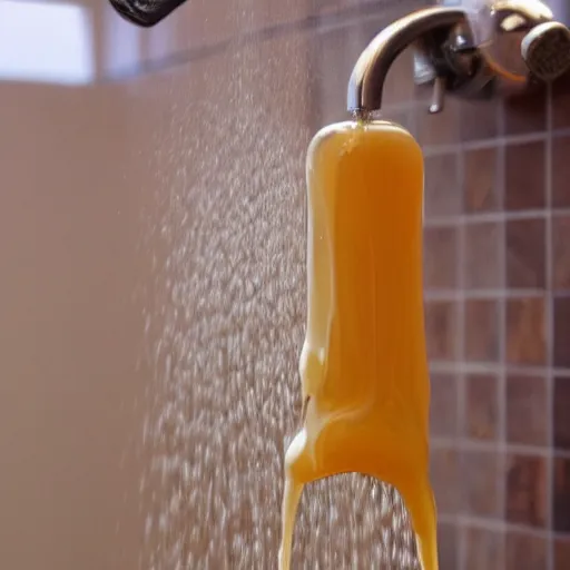 Prompt: honey dripping out of a shower head