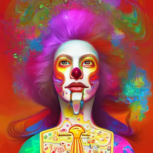 Image similar to An extremely psychedelic portrait of McDonalds, surreal, LSD, face, detailed, intricate, elegant, lithe, highly detailed, digital painting, artstation, concept art, smooth, sharp focus, illustration