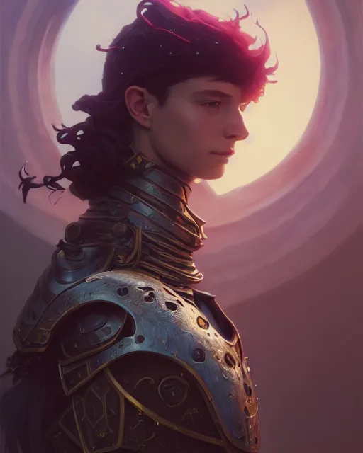 Image similar to highly detailed vfx portrait of a fantasy knight, stephen bliss, unreal engine, greg rutkowski, loish, rhads, beeple, makoto shinkai and lois van baarle, ilya kuvshinov, rossdraws, tom bagshaw, alphonse mucha, global illumination, detailed and intricate environment