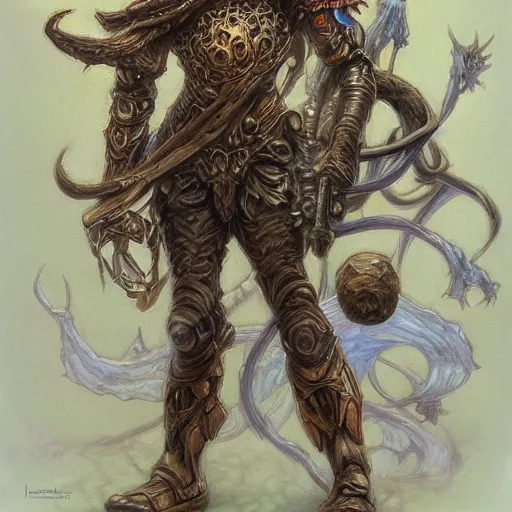 Prompt: Humanoid mushroom as a fantasy D&D character, full body art by Donato Giancola and James Gurney, digital art, trending on artstation