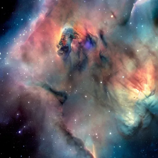 Prompt: white cliffs of dover visualised as the carina nebula cliffs of space, james webb space telescope