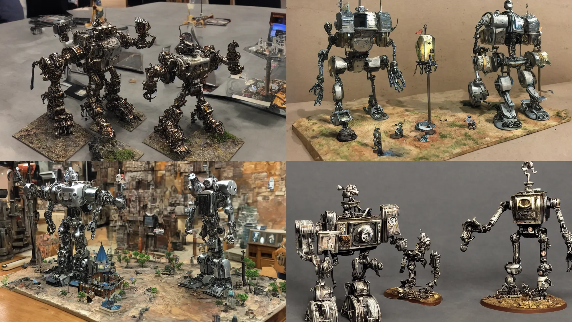 Prompt: a 12x(very) much detailed robot with scenery, tabletop miniature
