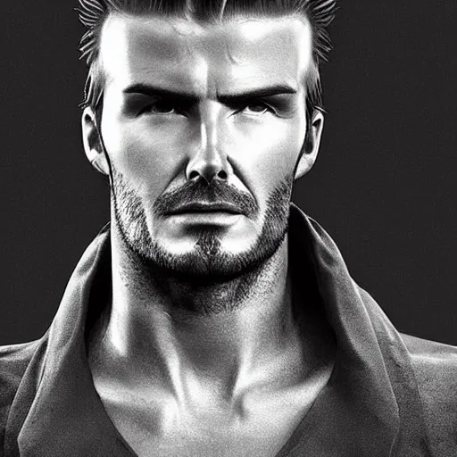 Image similar to “a realistic detailed photo of a guy who is an attractive humanoid who is half robot and half humanoid, who is a male android, David Beckham, shiny skin, posing like a statue, blank stare”