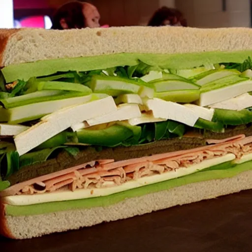 Image similar to subway sandwich but it's really long and thick