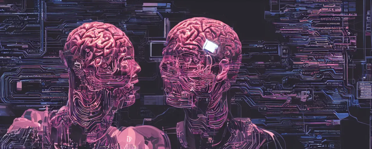 Prompt: A computer running on human brains, digital art, highly-detailed, cyberpunk