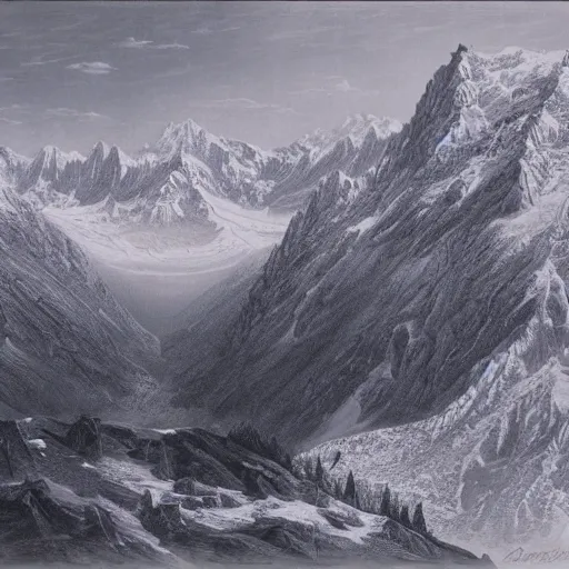 Image similar to intricate matte painting, mont blanc