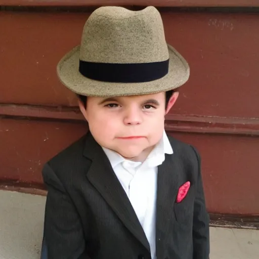 Image similar to midget wearing a fedora