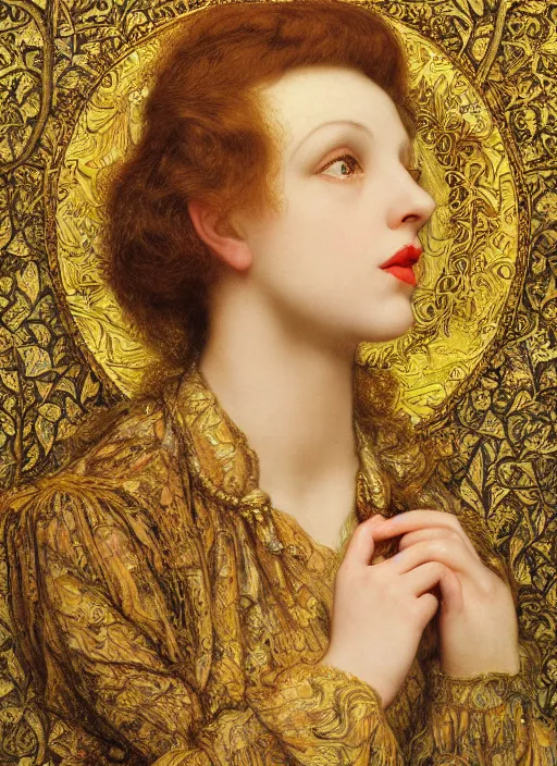 Prompt: masterpiece of intricately detailed preraphaelite photography portrait hybrid of judy garland and courtney love, sat down in train aile, inside a beautiful underwater train to atlantis, woman with large lips big eyes large nose, straight fringe, dress yellow ochre, by william morris ford madox brown william powell frith frederic leighton john william waterhouse hildebrandt