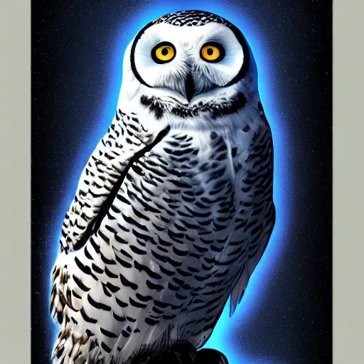 Prompt: a blue snowy owl, digital art, trending on artstation