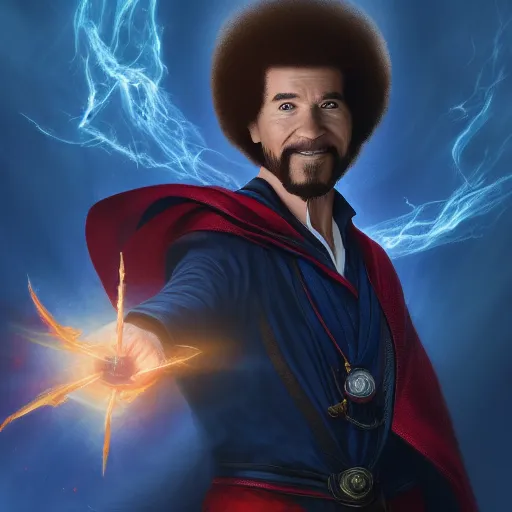 Prompt: Bob Ross is Doctor Strange, hyperdetailed, artstation, cgsociety, 8k