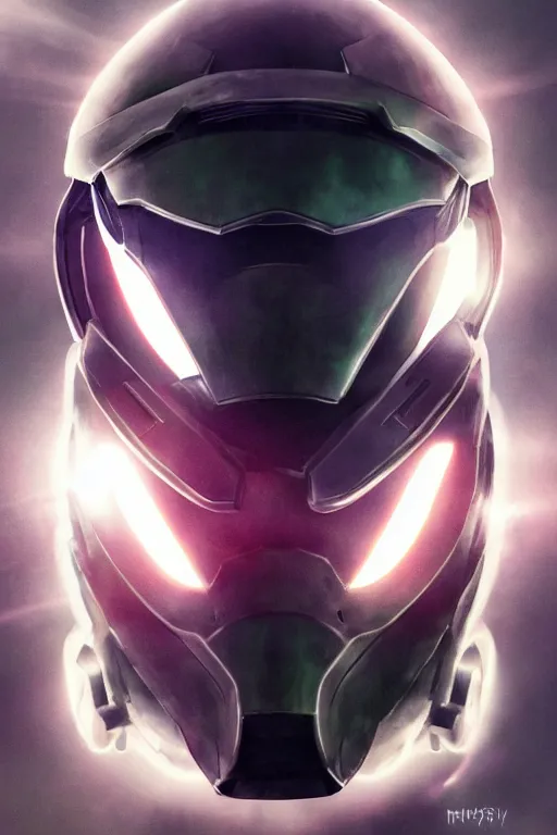 Image similar to robot ninja mask helmet halo master chief radiating a glowing aura global illumination ray tracing hdr fanart arstation by ian pesty and katarzyna da „ bek - chmiel