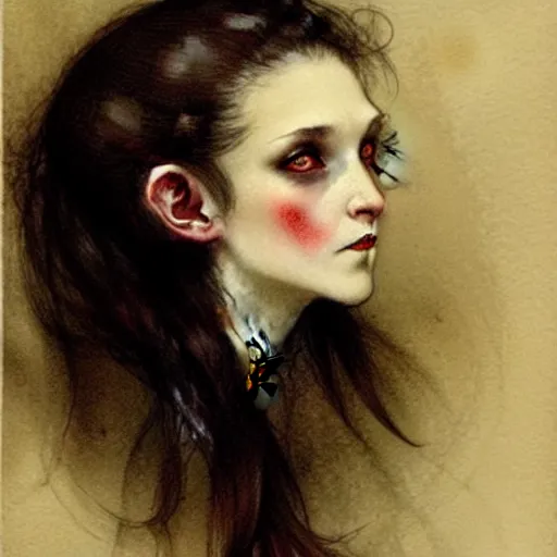 Image similar to ( ( ( ( ( cute female dracula. muted colors. ) ) ) ) ) by jean - baptiste monge!!!!!!!!!!!!!!!!!!!!!!!!!!!