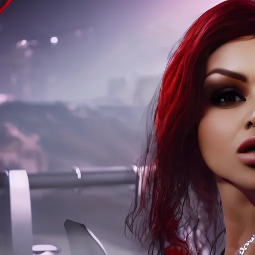 Image similar to haifa wehbe, unreal engine 5, pretty face, amazing background