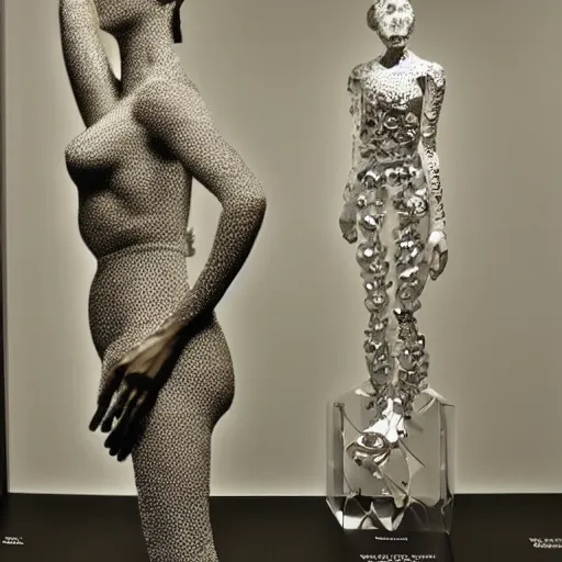 Prompt: lifelike by marcel duchamp, by takeshi obata raypunk, cubic zirconia. a variety of shapes & textures. the art installation is full of movement & energy, & the viewer can find new details with each look.