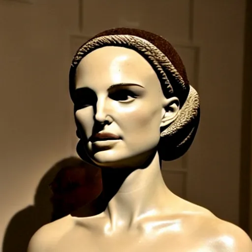 Image similar to natalie portman as a greek marble statue