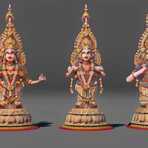 Prompt: 3d render of Indian Gods, Unreal engine, white background, 8k