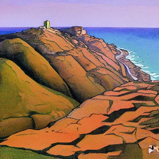 Image similar to morro de santa teresa painted by moebius