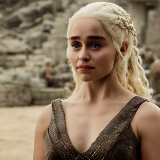 Image similar to khaleesi as a goddess in heaven, piercing eyes, highly detailed, 8k, hd, cinematic