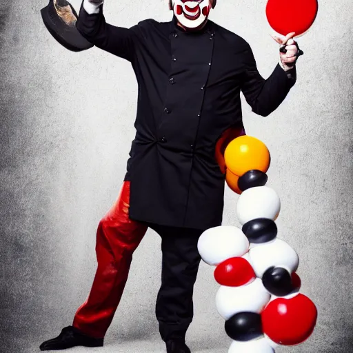 Image similar to photoshoot of Gordon Ramsay clown