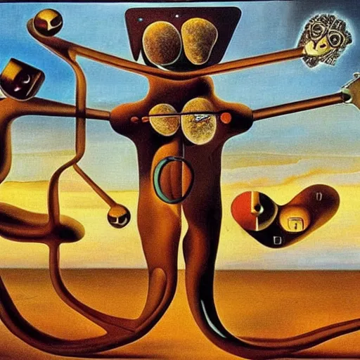 Image similar to Quantum mechanics portrayed in an artwork by Salvador Dali