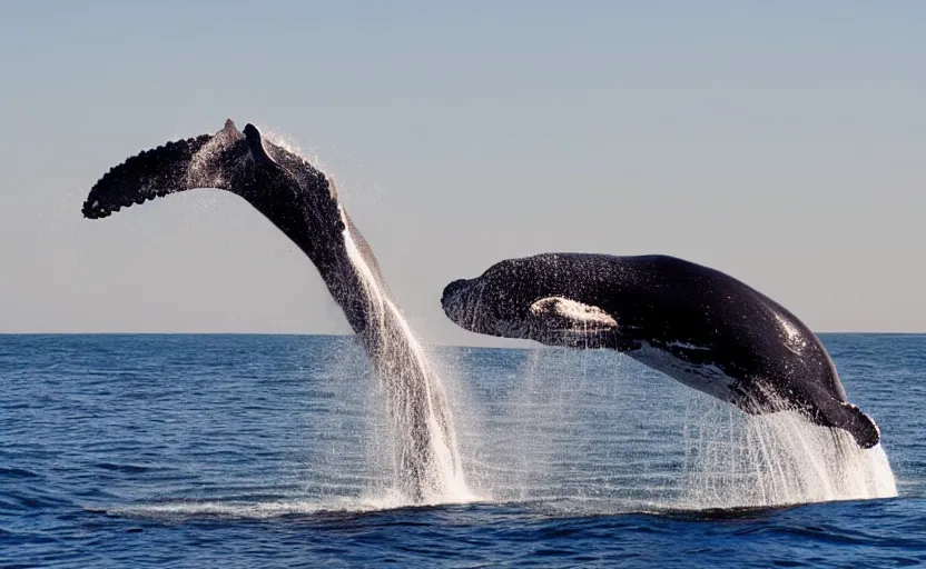 Image similar to whales jumping into sand dunes, photography