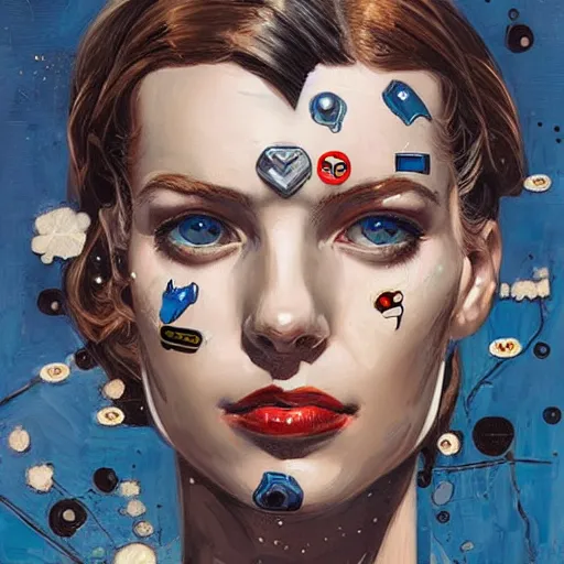 Image similar to portrait of a female android, by Sandra Chevrier and Joseph Christian Leyendecker