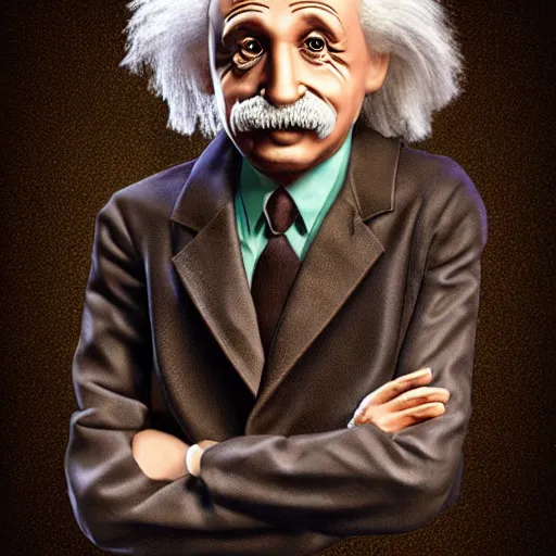 Prompt: animatronic einstein portrait