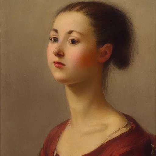Image similar to portrait of a young woman sitting by Thomas Lawerance, high quality, highly detailed, single face, beautiful, symmetry, romanticism