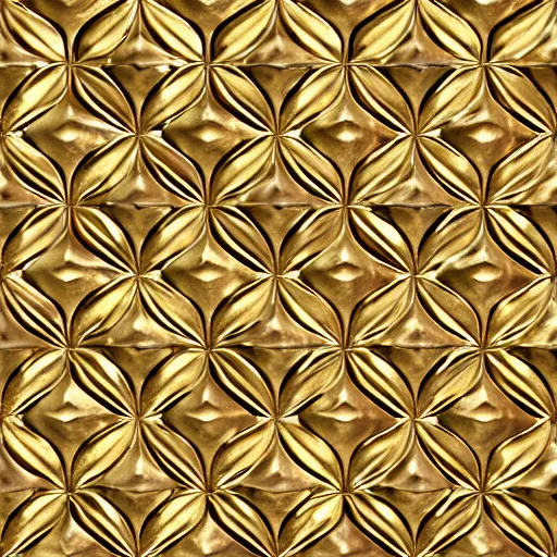 Image similar to 3d render of an abstract medieval pattern gold tile, symetrical