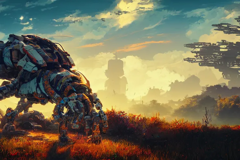 Image similar to shellsnapper machine mecanical creature robot of horizon forbidden west horizon zero dawn radiating a glowing aura global illumination ray tracing hdr fanart arstation by ian pesty and alena aenami artworks in 4 k