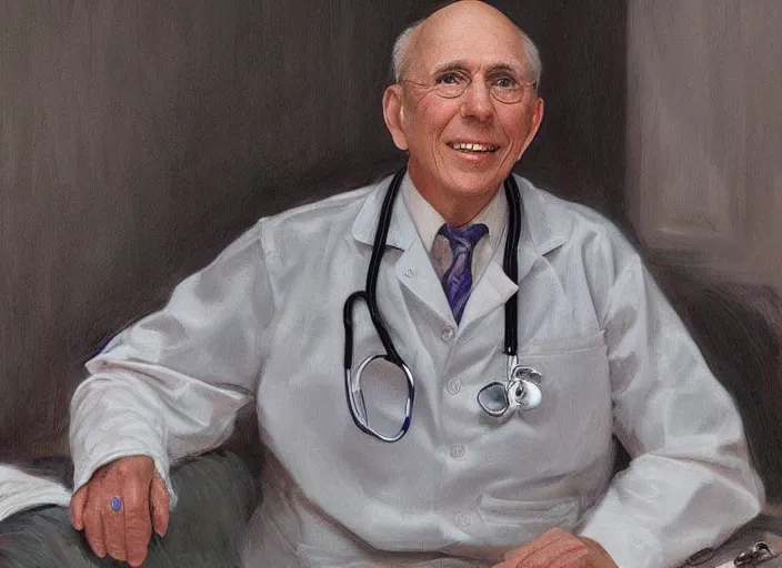 Prompt: a highly detailed professional portrait of a cardiologist, james gurney, james jean