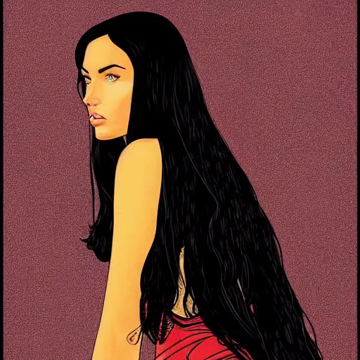 Image similar to “ megan fox retro minimalist portrait by jean giraud, moebius starwatcher comic, 8 k ”