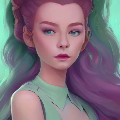 Prompt: a portrait of clea gaultier, pastel green, art by lois van baarle and loish and ross tran and rossdraws and sam yang and samdoesarts and artgerm and saruei and disney and wlop, digital art, highly detailed, intricate, sharp focus, trending on artstation hq, deviantart, unreal engine 5, 4 k uhd image