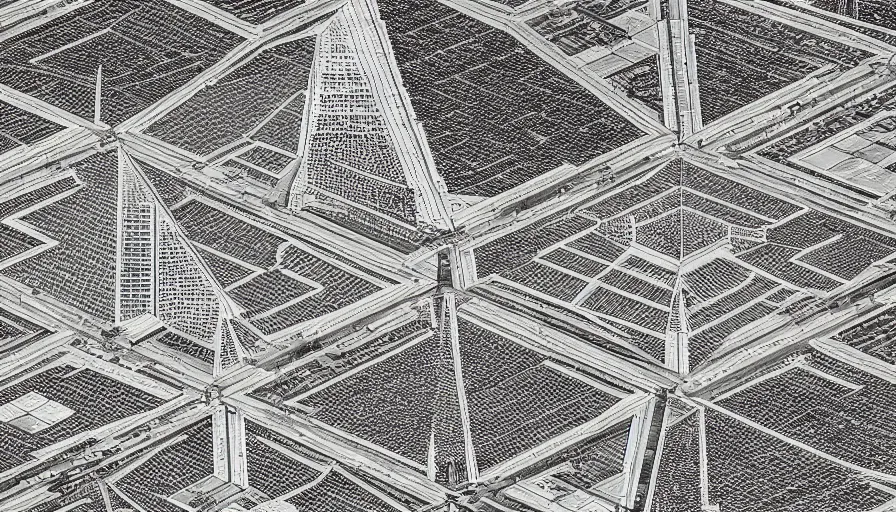 Prompt: a huge square with non euclidian pyramids, by piranesi, leica sl 2 5 0 mm, heavy grain, high quality, high detailed