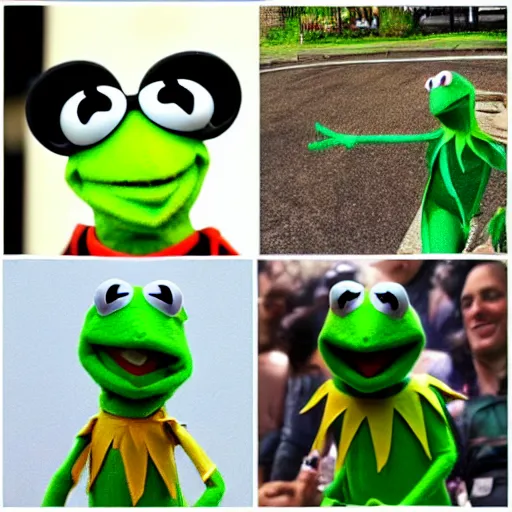 Prompt: “ the march of progress with kermit the frog ”