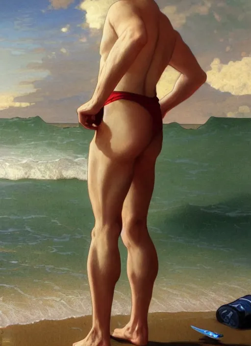 Prompt: portrait Bob Odenkirk as sea lifeguard on the beach, full length shot, shining, 8k highly detailed, sharp focus, illustration, art by artgerm, mucha, bouguereau